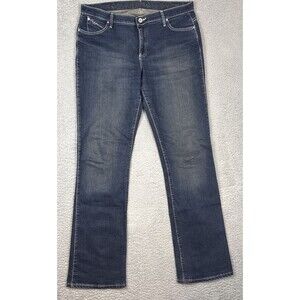 Wrangler Bling Q-Baby Bootcut Blue Jeans 15/16 x 36 Dark Wash No Gap Waist Band